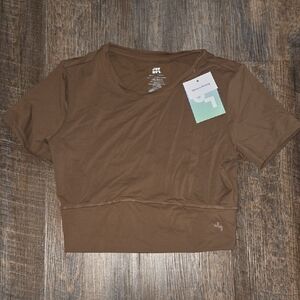 JoyLab Chocolate Brown Short Sleeve Crop Top